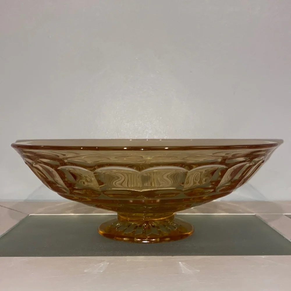 Vintage Imperial Glass of Ohio Amber Footed Pedestal Bowl